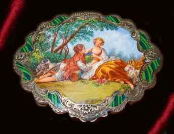 The same case shape used to illustrate Francois Boucher's work titled La Musette