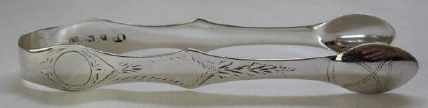 silver sugar tongs: Thomas Lamborn   Sheffield -  1802