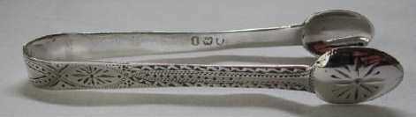 silver sugar tongs: Edward Lees - London 1804