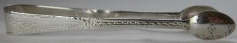 silver sugar tongs: Christopher & Thomas Wilkes Barker -  London 1803/04