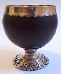 coconut cup with crest and monogram