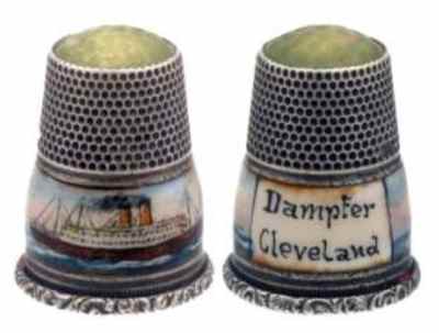 Thimble with image of Steamer Cleveland