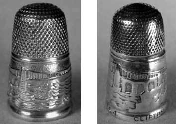 silver thimble depicting the Menai Suspension Bridge