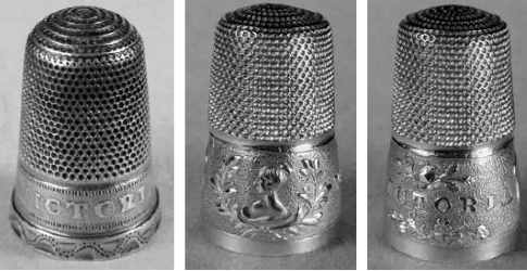 Thimbles depicting either Queen Victoria or bearing her name