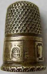 A brass thimble made to commemorate the opening of the tunnel in 1843