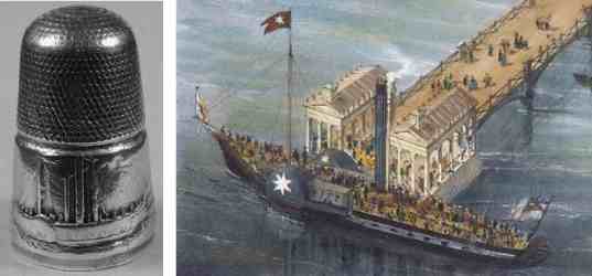 thimble showing an unknown Thames paddle steamer