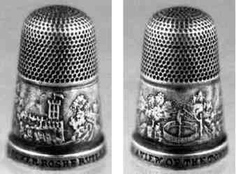 thimble depicting the lookout tower of the Rosherville Gardens