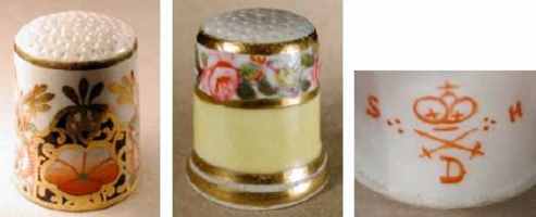 Crown Derby (King Street), and Stevenson & Hancock (Osmaston Rd) thimbles