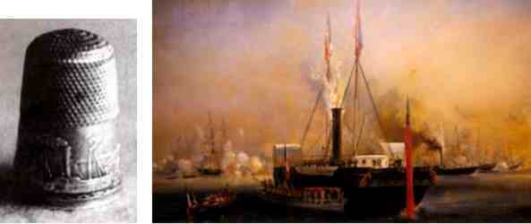 paddle steamer thimble thought to represent the Royal Yacht 'Victoria and Albert l' 