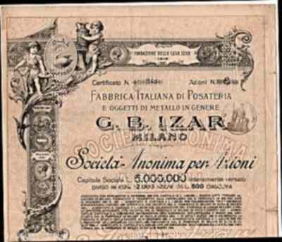 A 25 shares certificate emitted by by G.B. IZAR - Milano