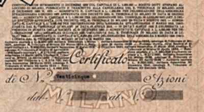 A 25 shares certificate emitted by by G.B. IZAR - Milano