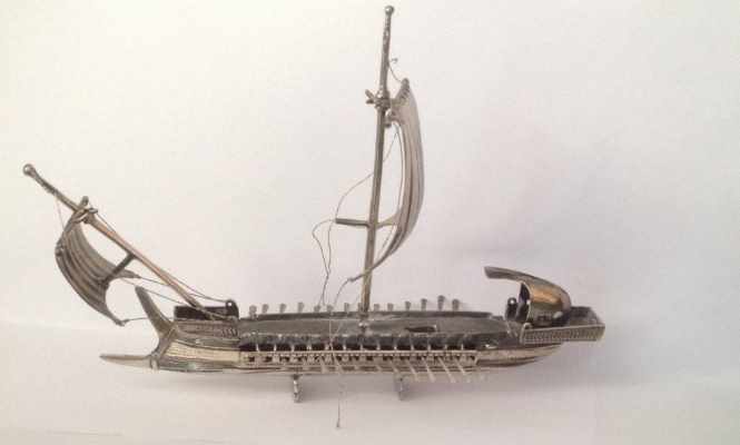 Roman warship silver model
