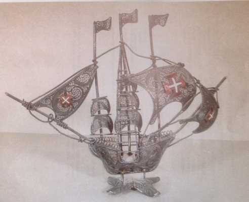 silver filigree ship