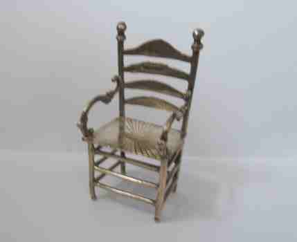 An 18th century, silver, handmade, Dutch four ladder back chair