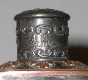 silver plate on copper tea caddy