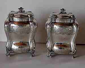 Pair of tea caddies by John Kincard London 1756