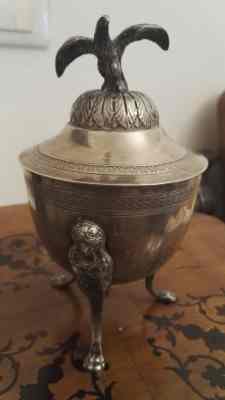 silver sugar bowl, presumably Italian