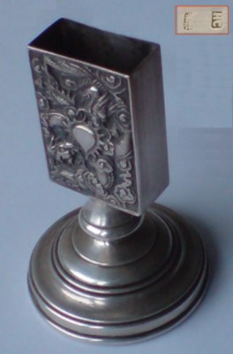 Chinese silver matchbox holder