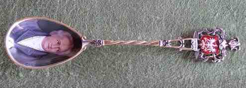 German silver decorative spoon, possibly with Goethe portrait