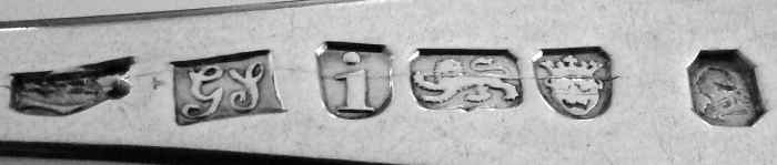 Duty Drawback mark struck to the left of the hallmarks and at a right angle to them