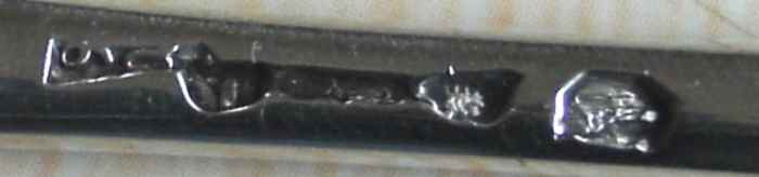 Over struck Duty Mark. The maker's mark is on the left followed by the fly pressed Hallmarks (closed over)