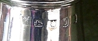 Hallmarks on a caster by Hester Bateman London 1789