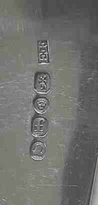 Tablespoon possibly by Edward Farrell London 1821/2 showing the marks used on large flatware