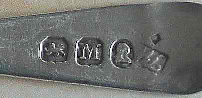 Teaspoon hallmark showing the outline to the lion in use from 1806/7 onwards and the outline of the date letter from 1805 until 1809