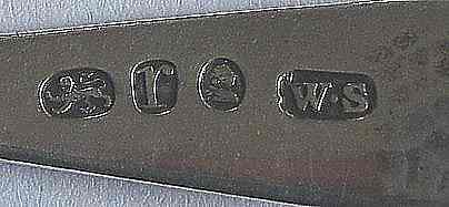 Teaspoon hallmark showing the date letter outline apparent in 1792