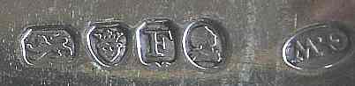 Tablespoon by George Wintle London 1801/2 showing the order of marks from 1786/7