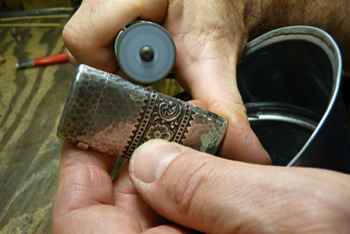 Jeffrey Herman restoring a sterling match safe