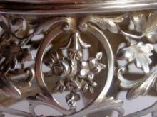French silver mustard pot: detail