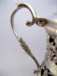 French silver mustard pot: detail