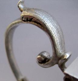 French silver mustard pot: detail