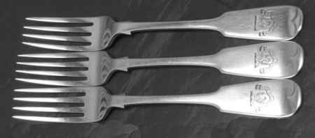 Set of forks with Needham family crest