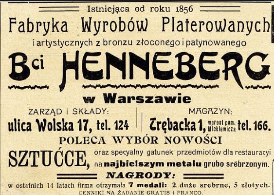 An advertisment of Bros. Henneberg company An advertisment of Bros. Henneberg company