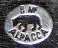 BMF hollow ware produced from pure Alpacca mark: c.1880 - 1887