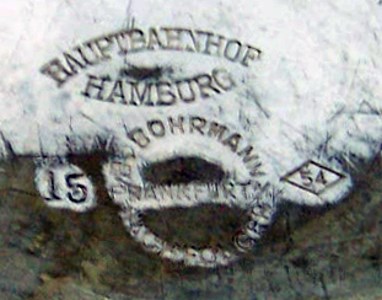 The round B.Bohrmann mark used in 1954 on silver-plated items produced in Frankfurt on Main