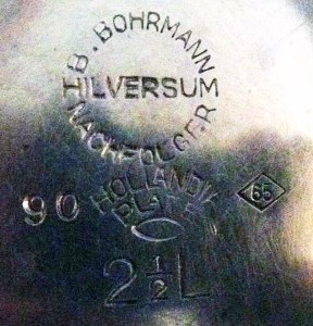 The round B.Bohrmann mark used in 1965 on silver-plated items produced in Hilversum