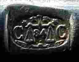 The 'CC' oval mark in a square box, used between 1878 and 1899 The 'CC' oval mark in a square box, used between 1878 and 1899