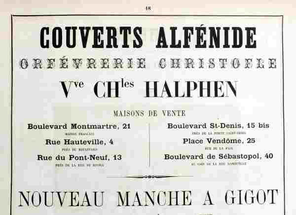 Fragment of an advertisement of the Veuve Charles Halphen Factory (before 1878)