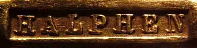 The inscription HALPHEN in rectangular cartouche used on silver-plated HALPHEN cutlery between 1877 and 1888 The inscription HALPHEN in rectangular cartouche used on silver-plated HALPHEN cutlery between 1877 and 1888