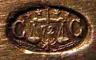 The oval 'CC' mark used on silver-plated Christofle cutlery between c.1844 and c.1859 The oval 'CC' mark used on silver-plated Christofle cutlery between c.1844 and c.1859