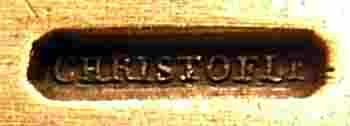 The inscription CHRISTOFLE in a rectangular cartouche with rounded corners The inscription CHRISTOFLE in a rectangular cartouche with rounded corners