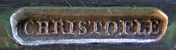The inscription CHRISTOFLE in a rectangular cartouche with rounded corners The inscription CHRISTOFLE in a rectangular cartouche with rounded corners