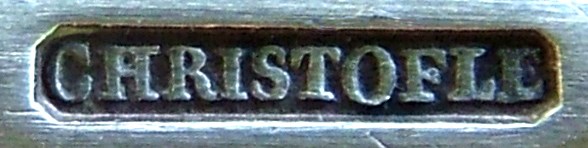 The inscription CHRISTOFLE in rectangular cartouche with rounded corners used in the period 1862-1873 The inscription CHRISTOFLE in rectangular cartouche with rounded corners used in the period 1862-1873