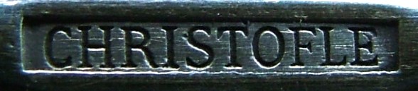 The inscription CHRISTOFLE in rectangular cartouche used in the period 1874-1877