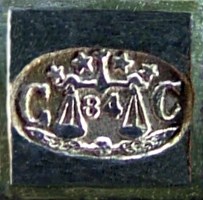 The 'CC' oval mark in a square box, used between 1877 and 1899 The 'CC' oval mark in a square box, used between 1877 and 1899