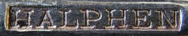 The inscription HALPHEN in rectangular cartouche used on silver-plated HALPHEN cutlery between 1877 and 1885 The inscription HALPHEN in rectangular cartouche used on silver-plated HALPHEN cutlery between 1877 and 1885