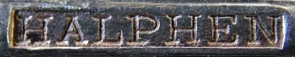 The inscription HALPHEN in rectangular cartouche used on silver-plated HALPHEN cutlery between 1877 and 1885